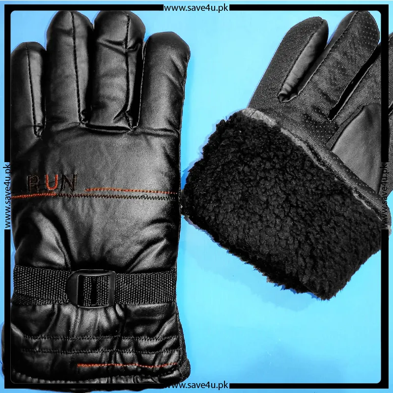 Faux Leather Men's Winter Fur Gloves