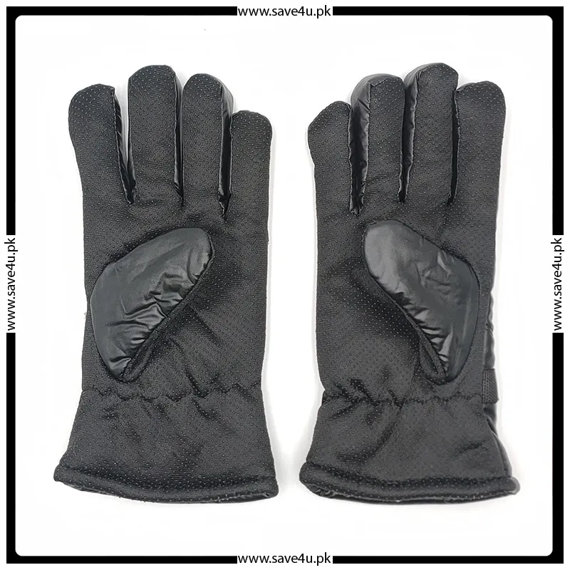 Faux Leather Men's Winter Fur Gloves