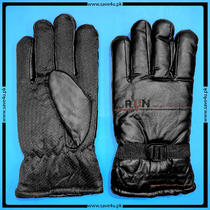 Faux Leather Men's Winter Fur Gloves