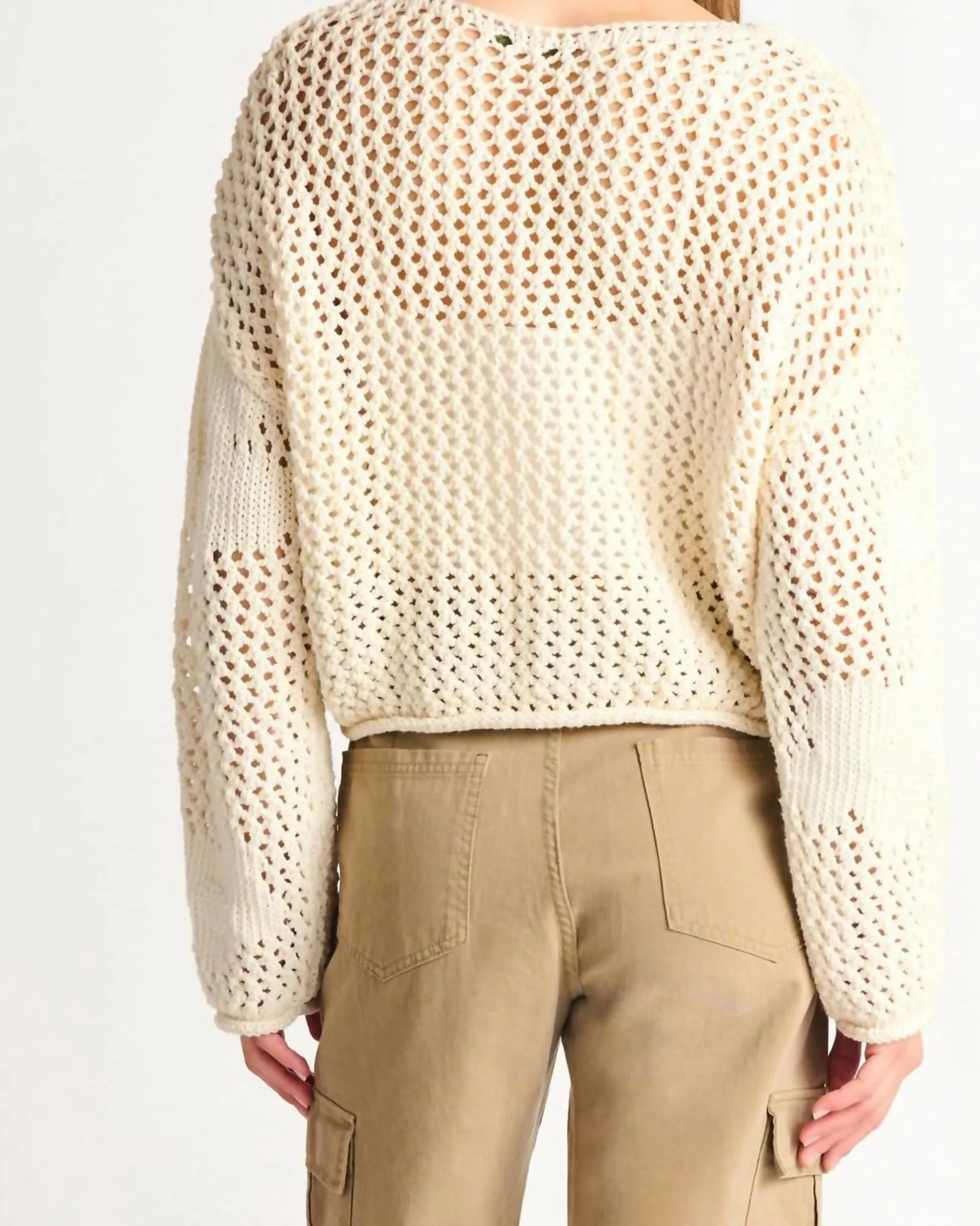 Floral Crotchet Sweater in Ivory | Ivory