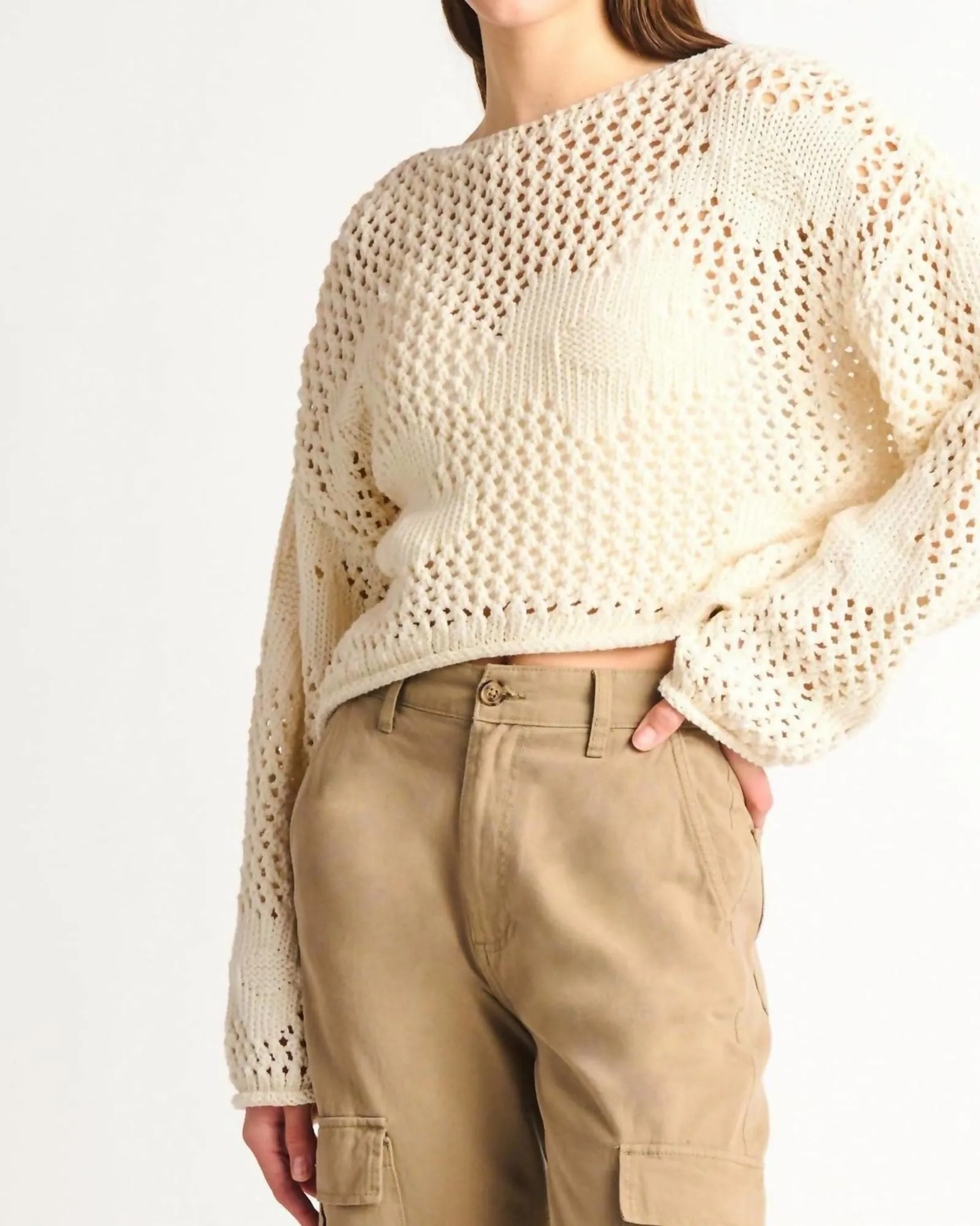 Floral Crotchet Sweater in Ivory | Ivory