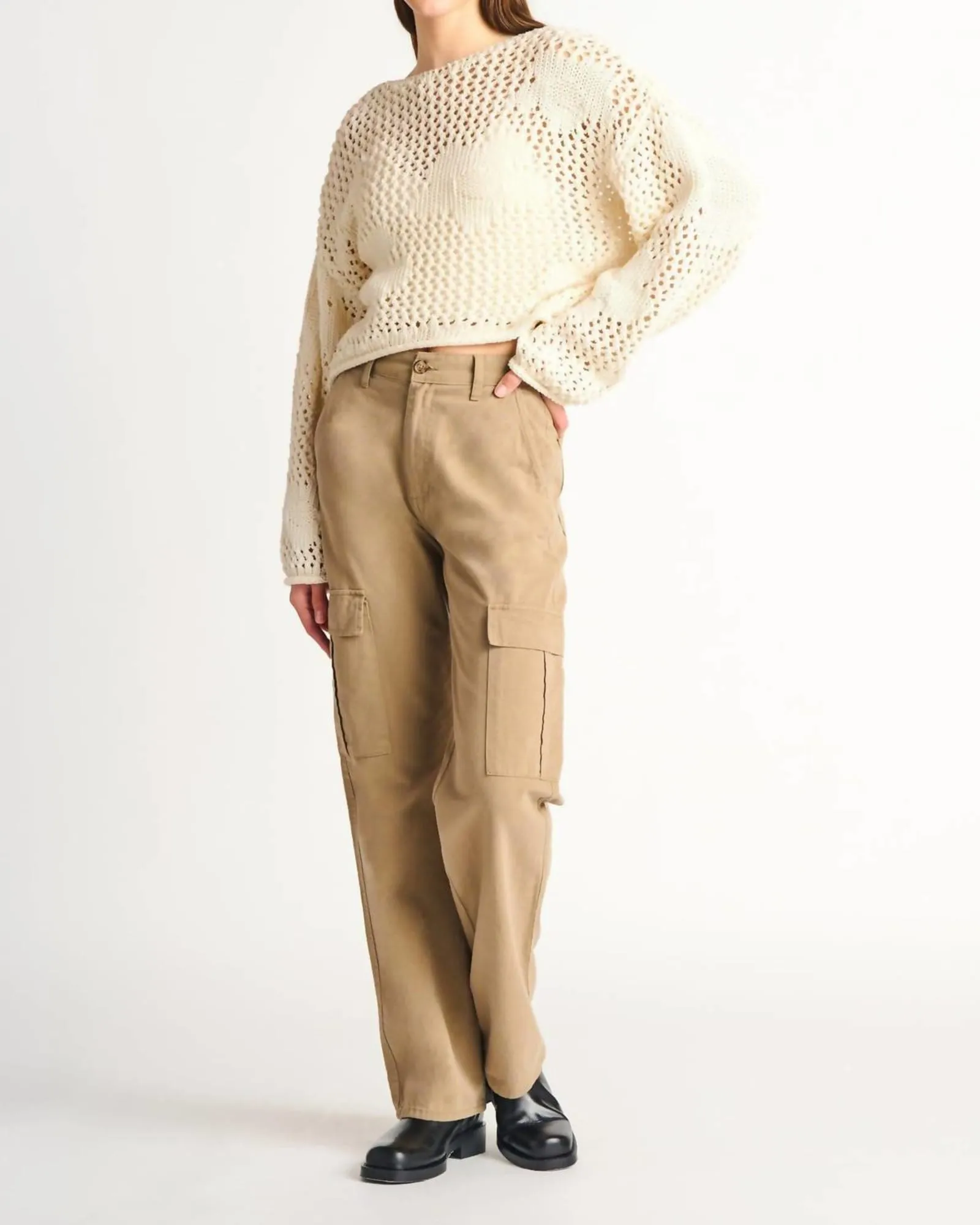 Floral Crotchet Sweater in Ivory | Ivory