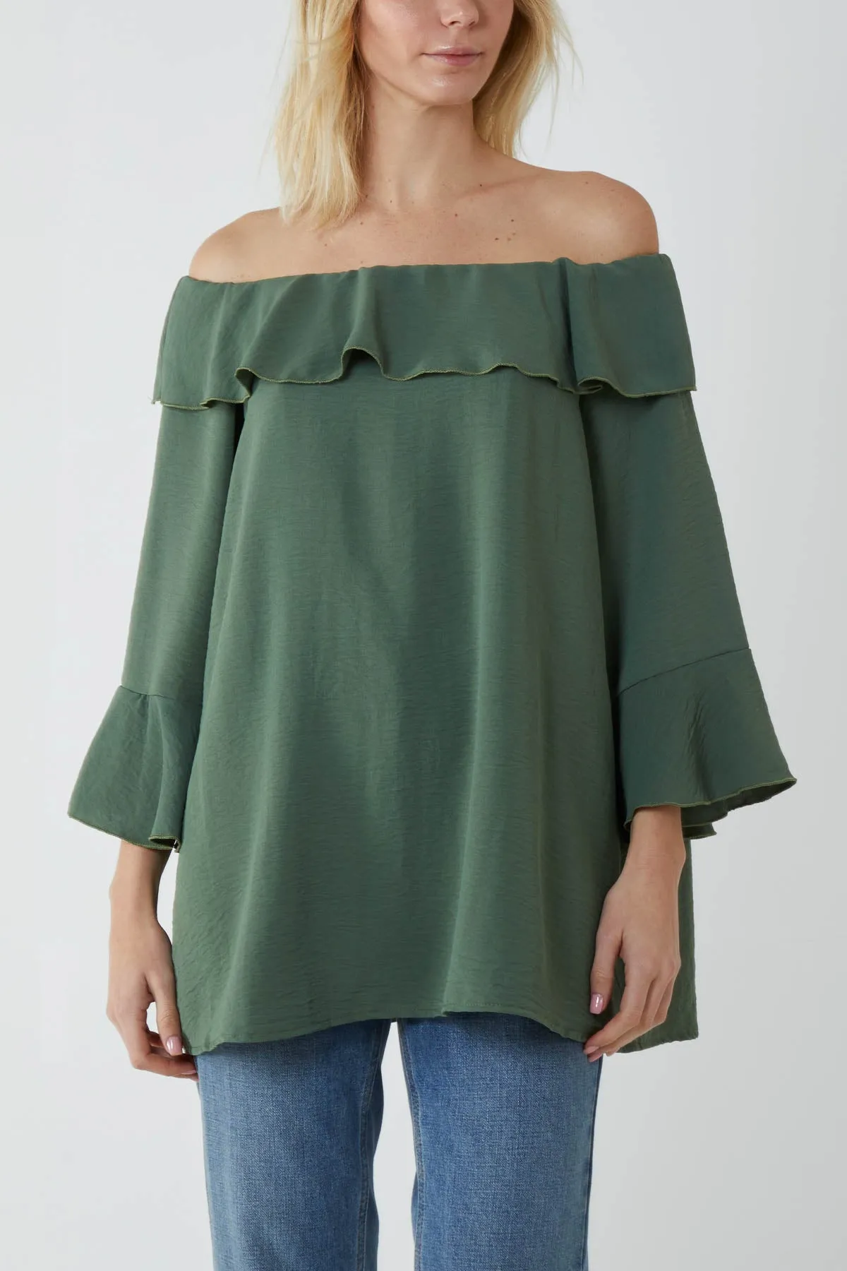 Flounce Bardot Oversized Blouse
