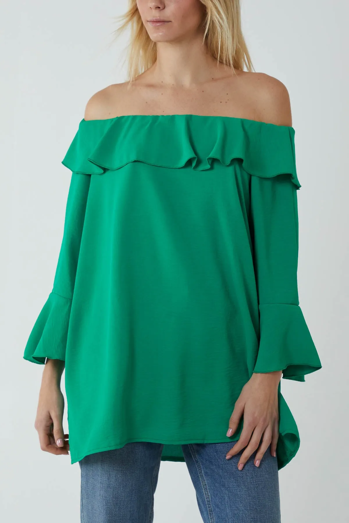 Flounce Bardot Oversized Blouse
