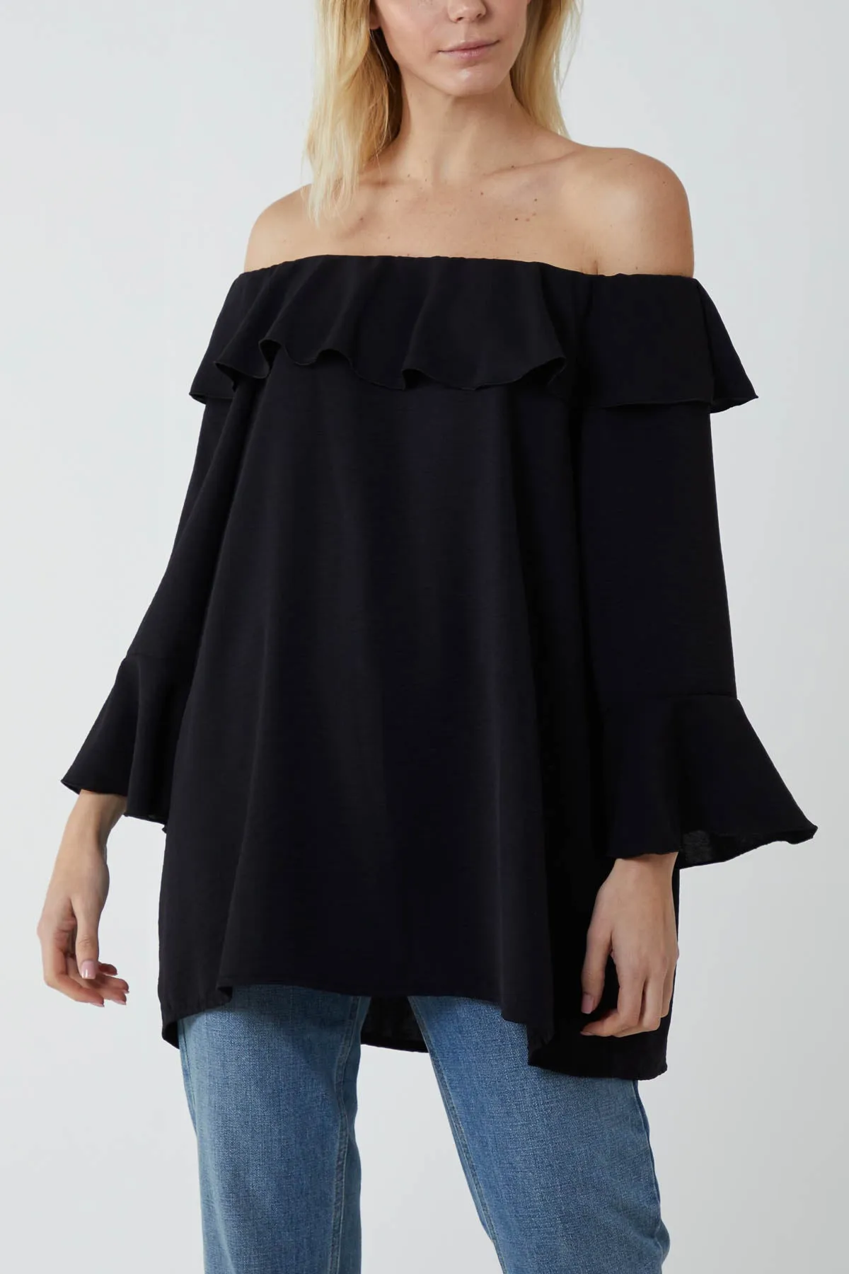 Flounce Bardot Oversized Blouse