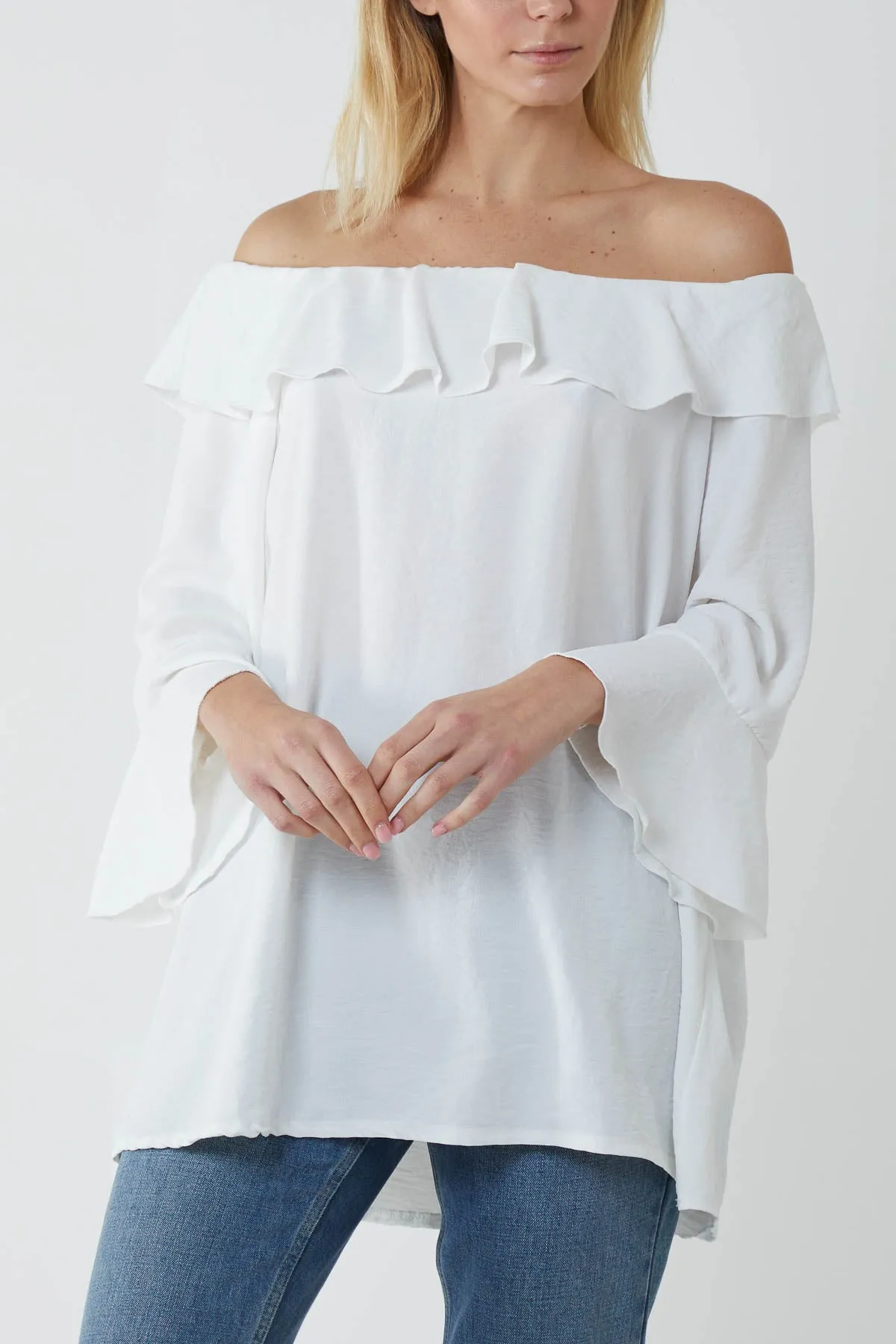 Flounce Bardot Oversized Blouse