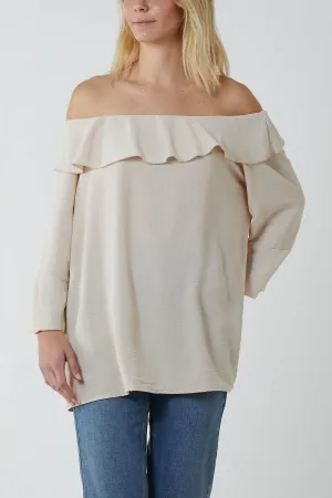 Flounce Bardot Oversized Blouse