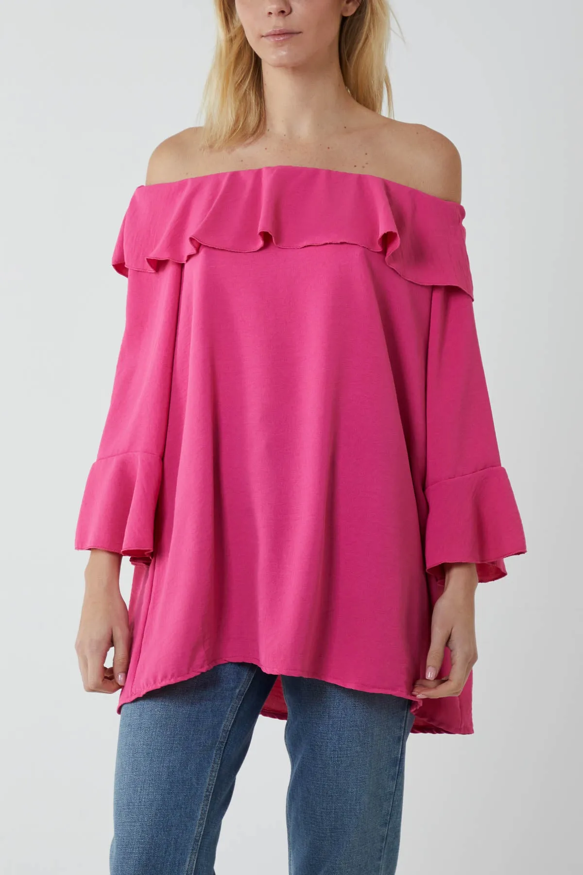 Flounce Bardot Oversized Blouse