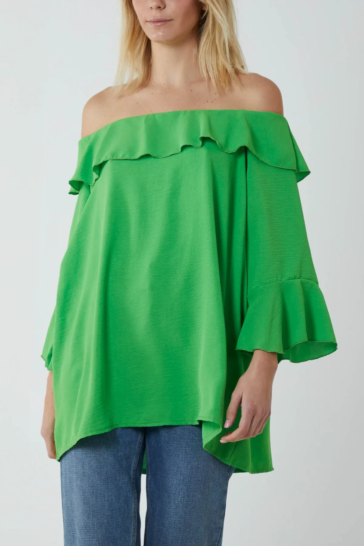 Flounce Bardot Oversized Blouse