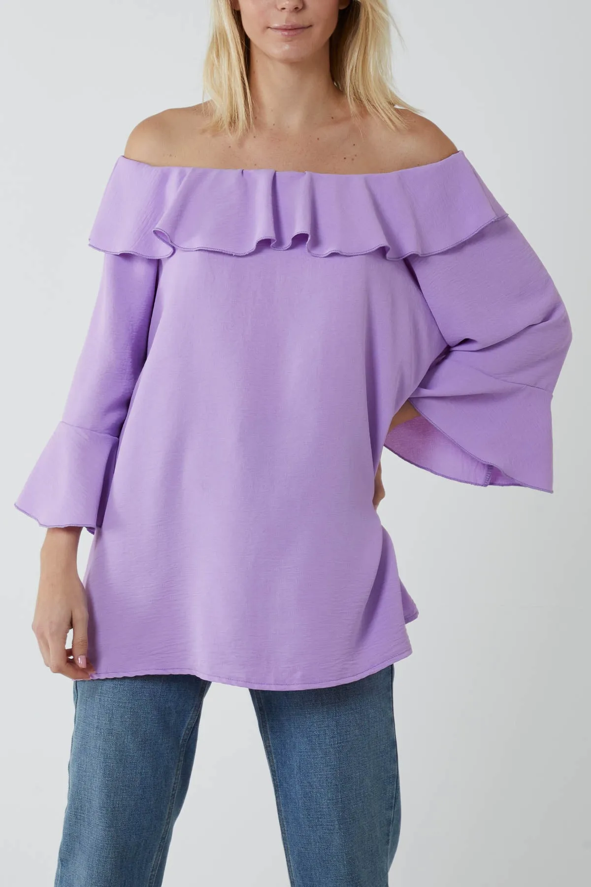 Flounce Bardot Oversized Blouse