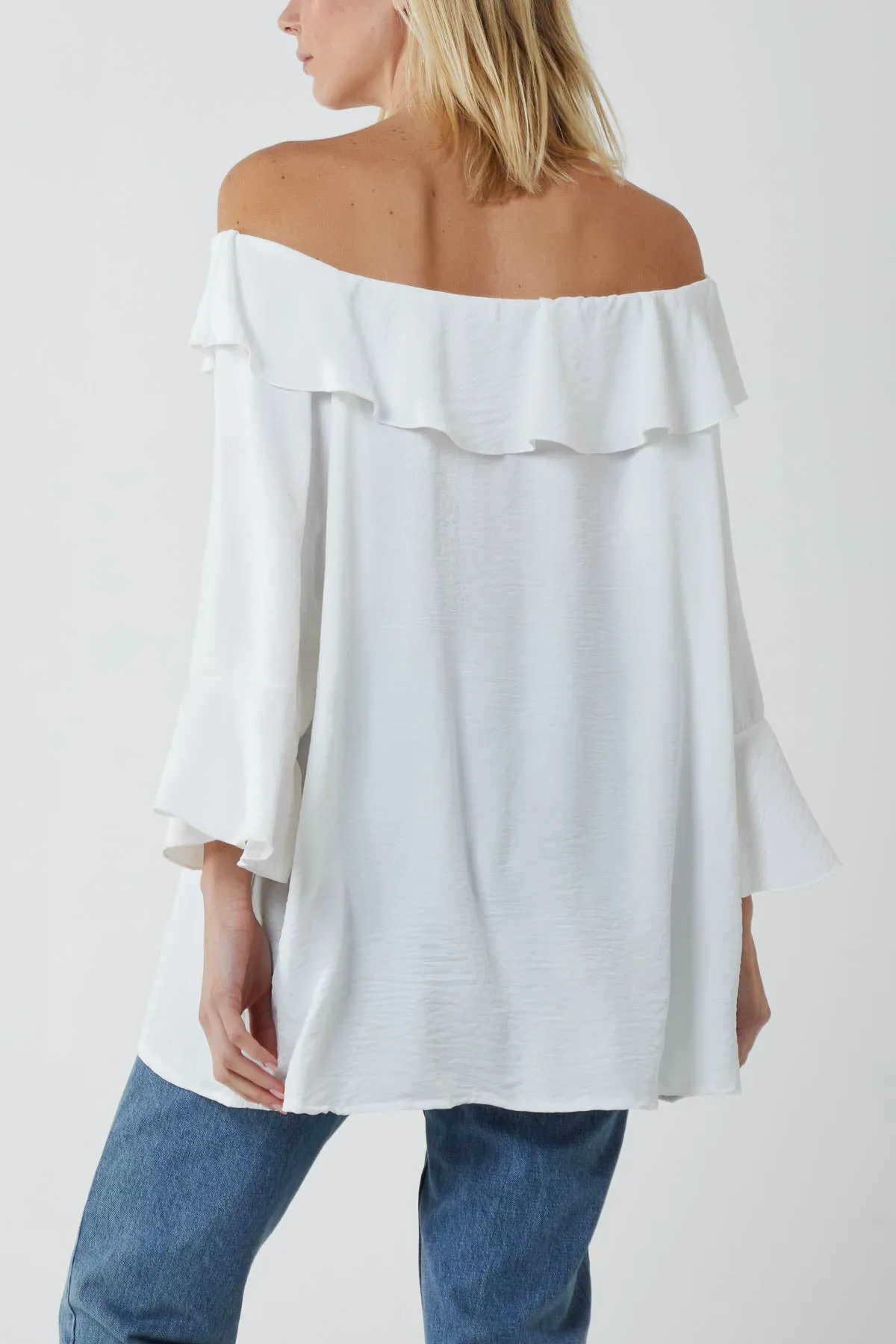 Flounce Bardot Oversized Blouse
