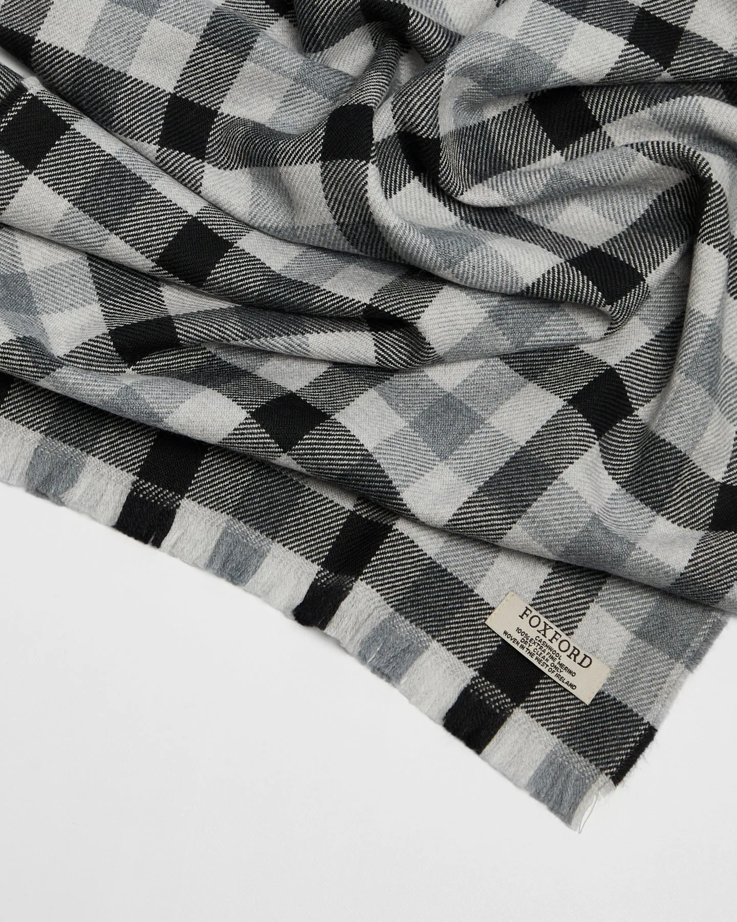 Foxford Giant Merino Scarf | Charcoal Check