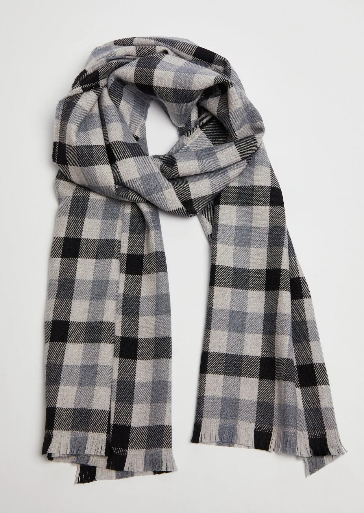 Foxford Giant Merino Scarf | Charcoal Check