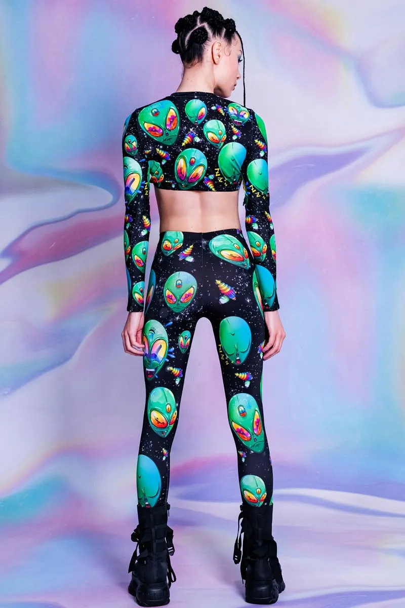 Green Alien Heads Leggings