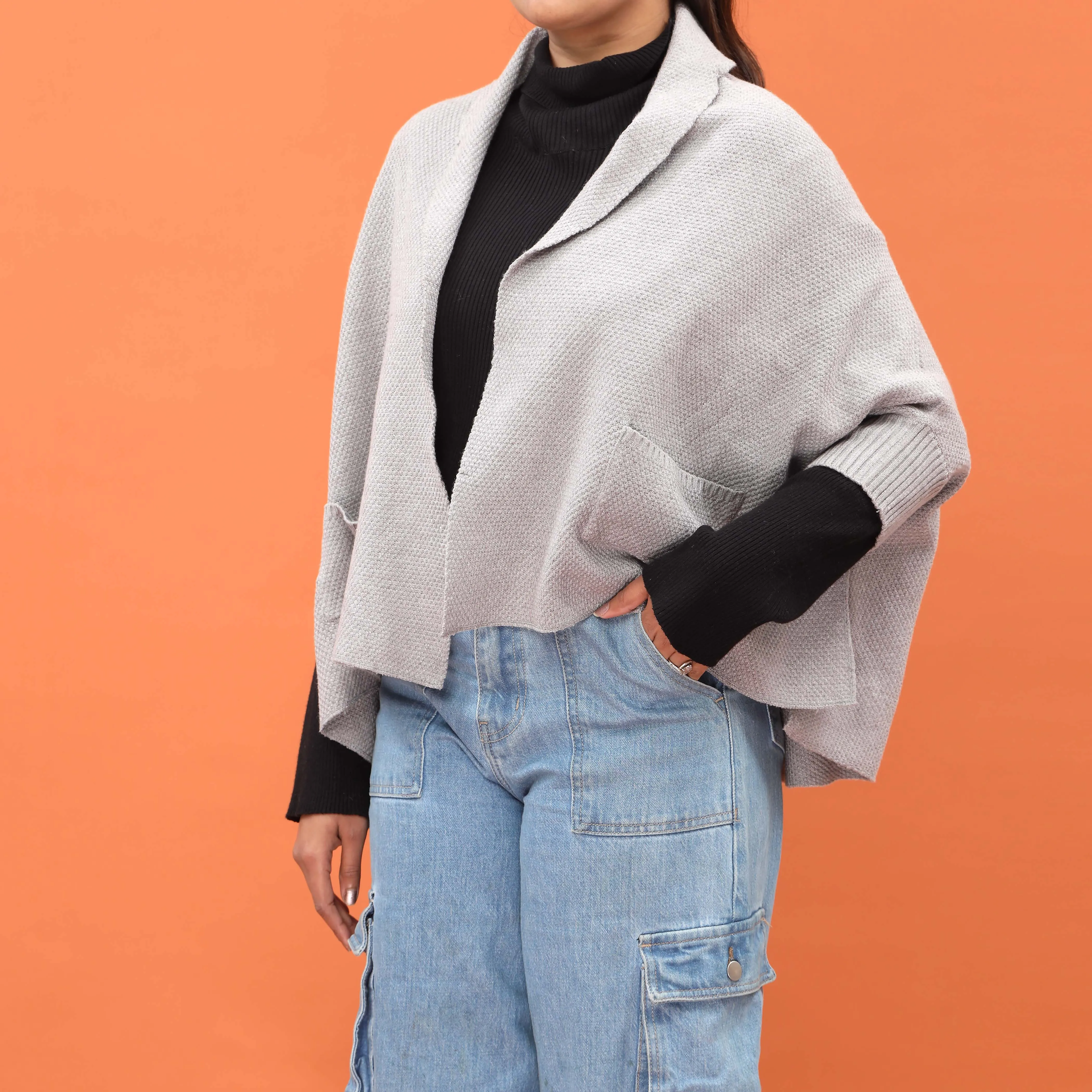 Grey Acrylic Winter Sweater PW4872
