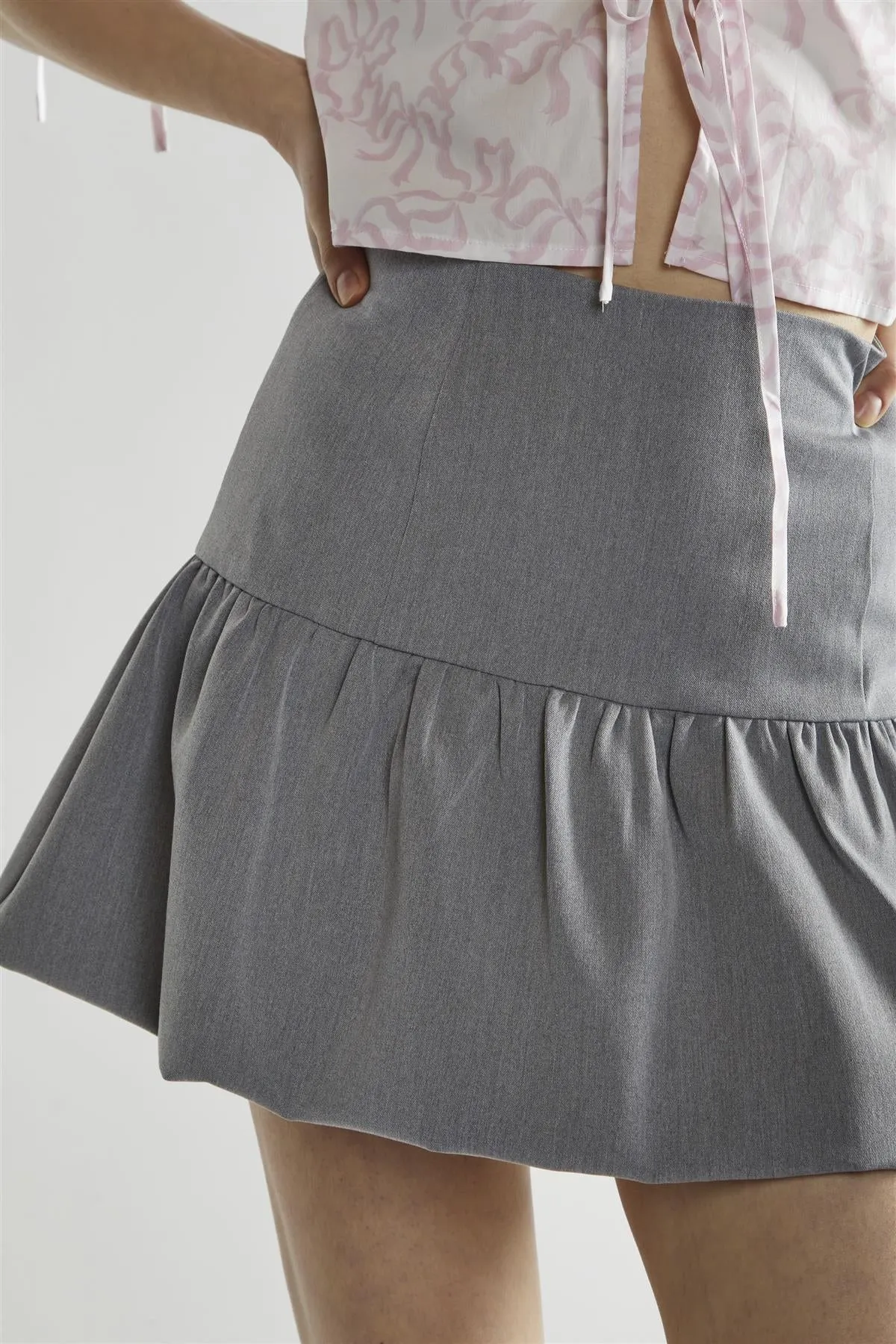 Grey Half Tutu Mini-Skirt