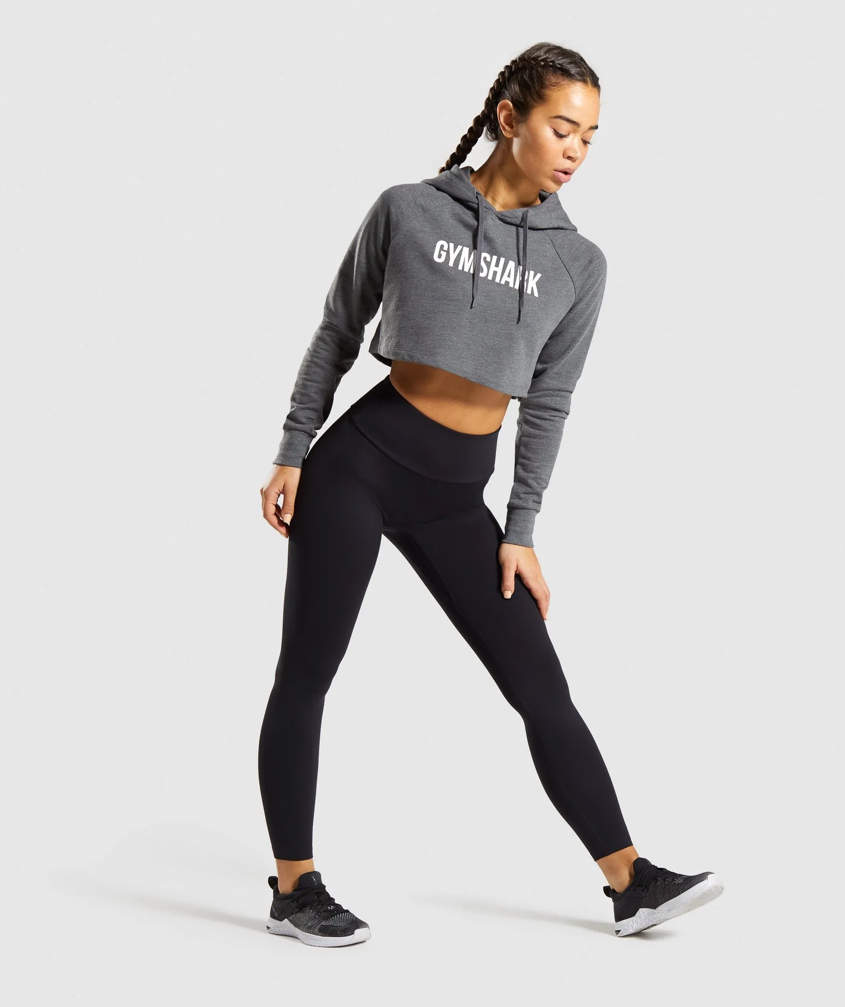 Gymshark Training Cropped Hoodie - Charcoal