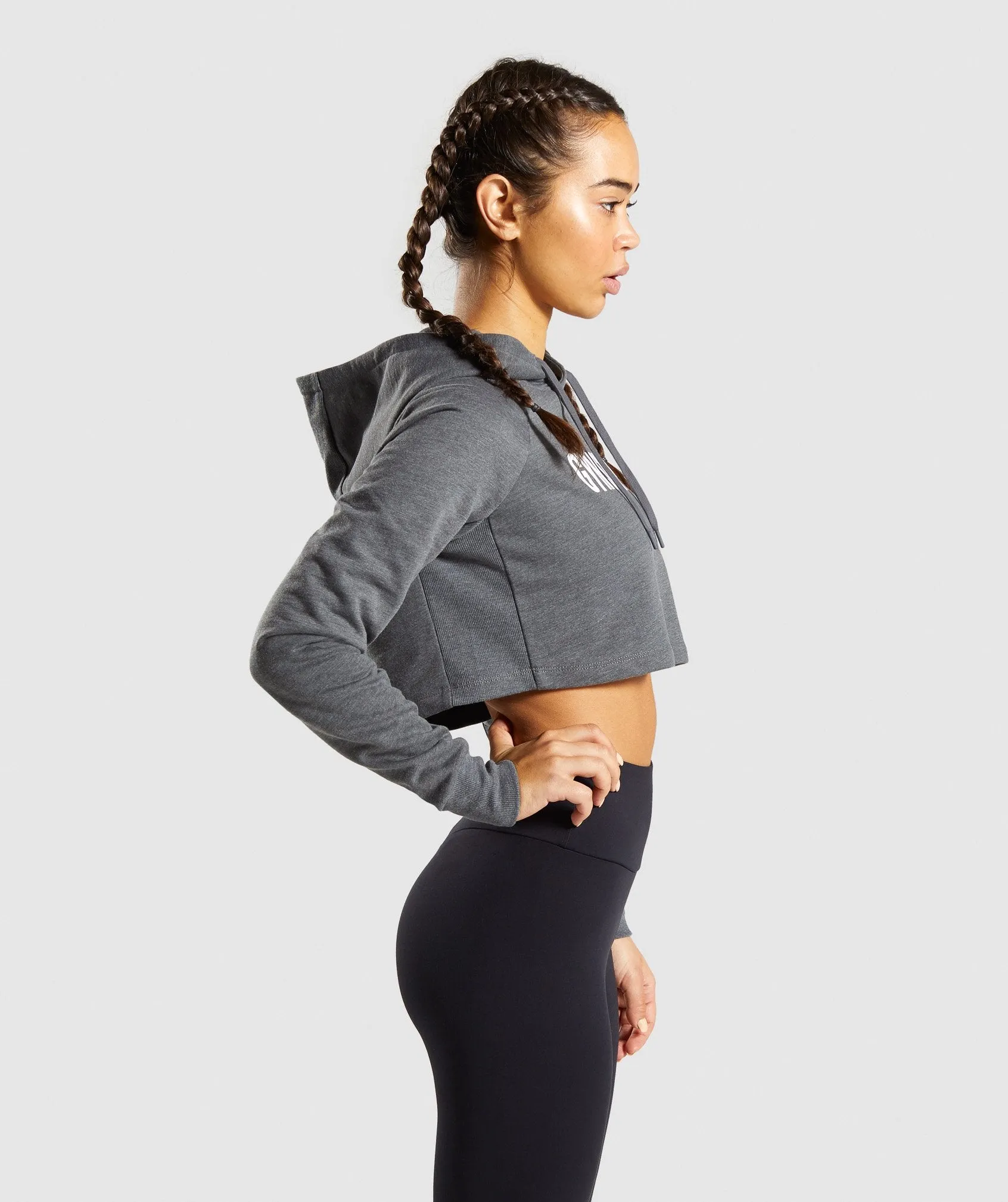 Gymshark Training Cropped Hoodie - Charcoal
