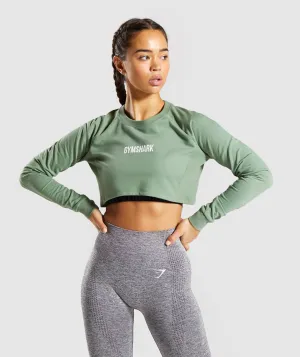 Gymshark Training Cropped Sweater - Green