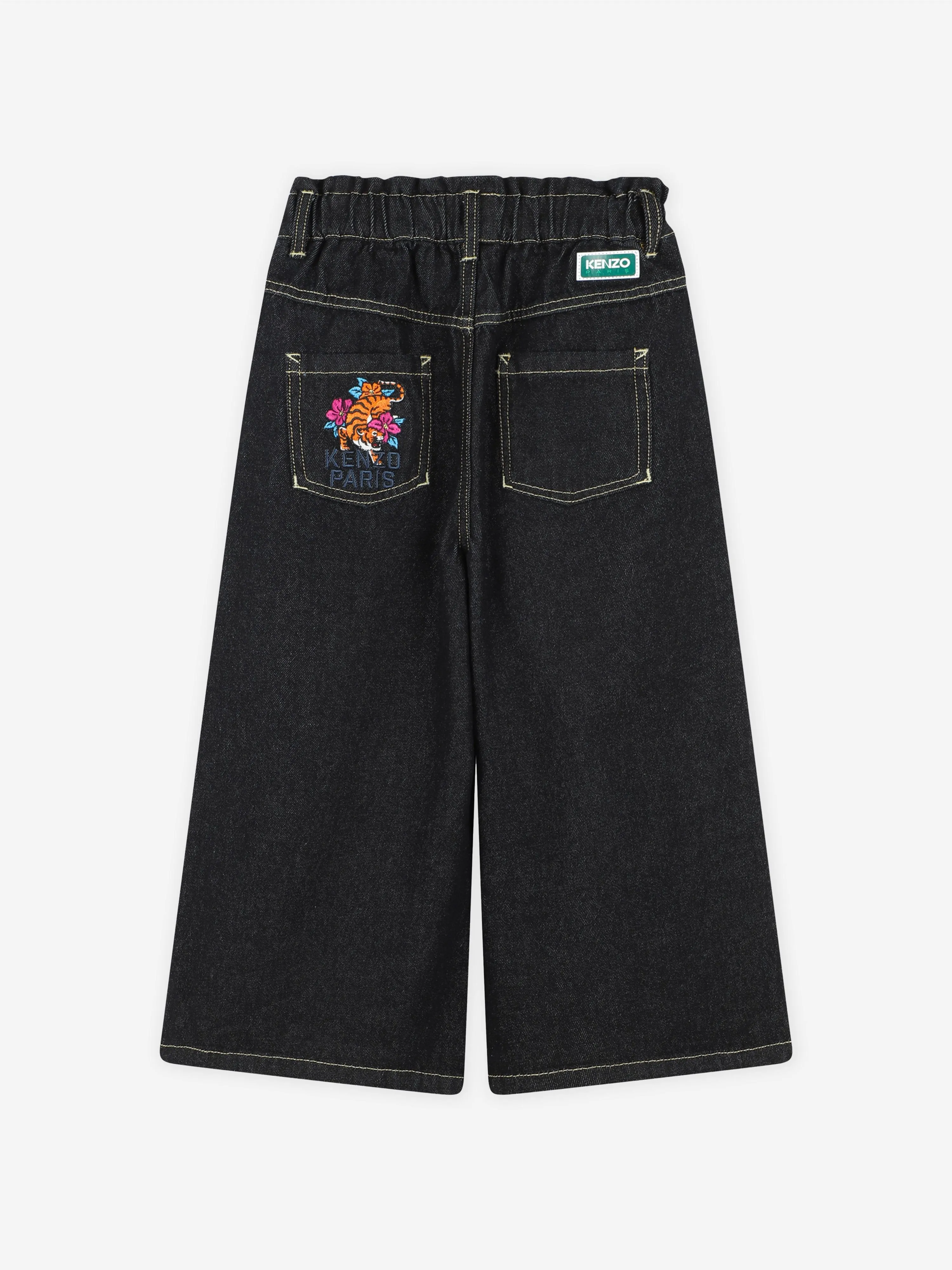 KENZO Girls Wide Leg Jeans in Black