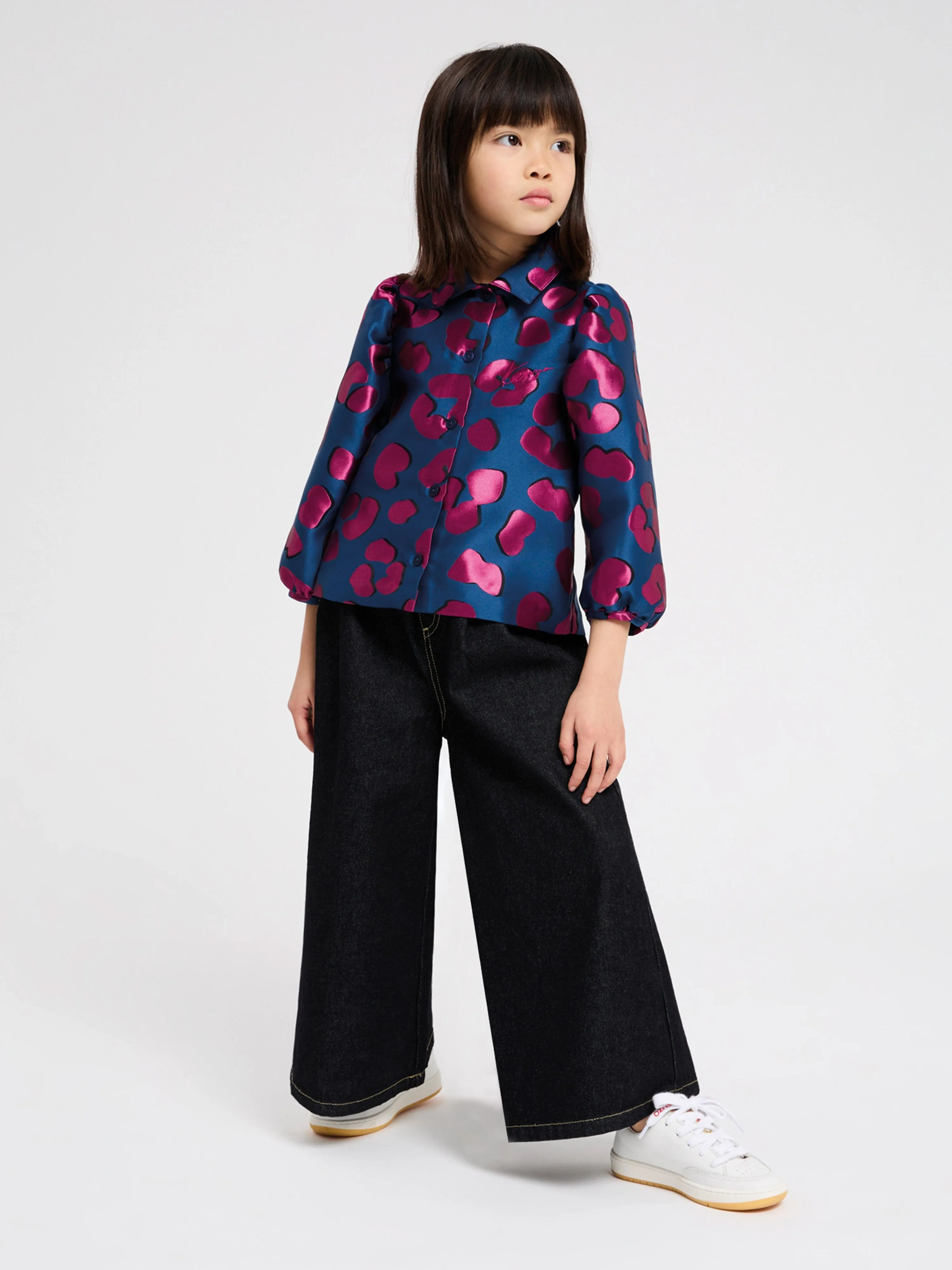 KENZO Girls Wide Leg Jeans in Black