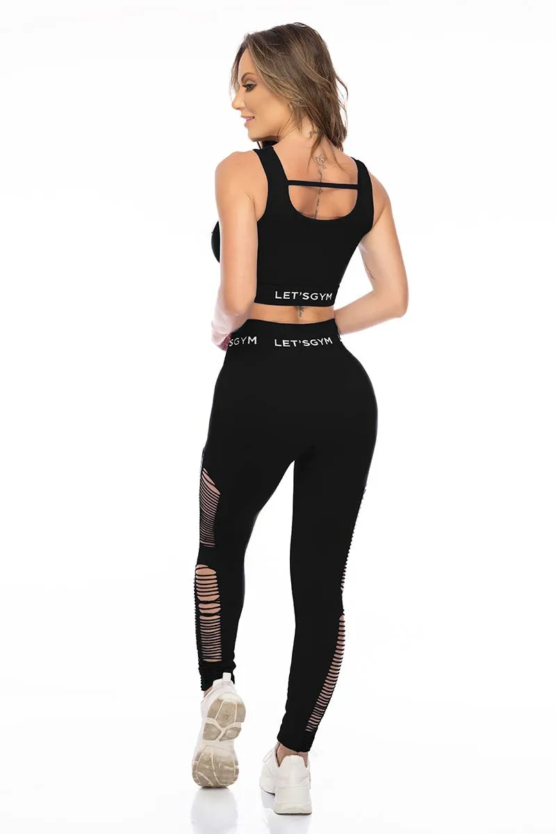 Let's Gym Black Seamless Slice Legging