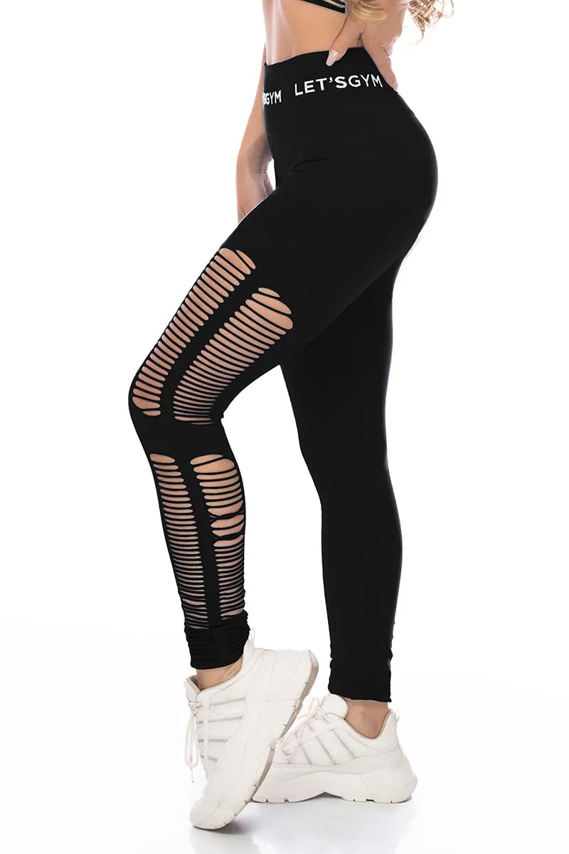 Let's Gym Black Seamless Slice Legging