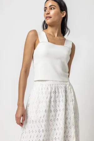 Lilla P Slightly Cropped Wide Strap Tank Top in White