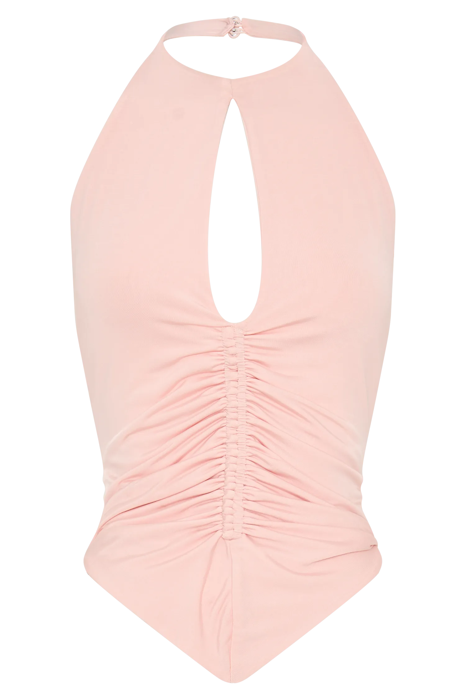 Linda Slinky Ruched Halter Top - Pale Pink
