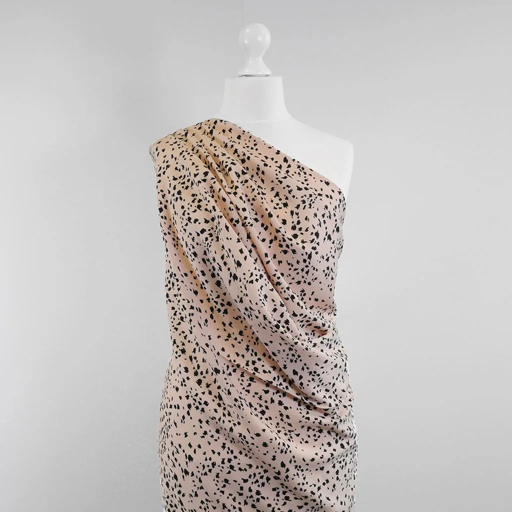 Linz- Shell Pink Animal Elements Viscose Woven Twill Fabric Sample