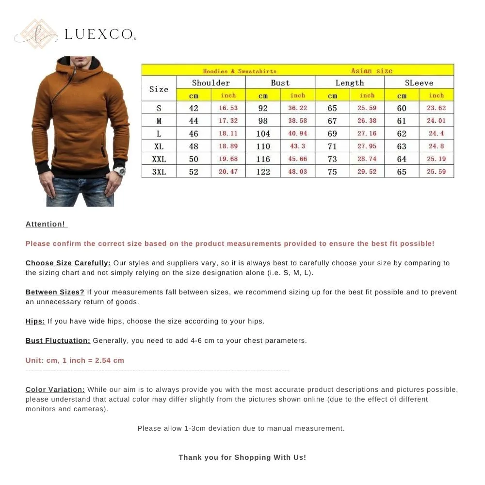 Luexco Mens Hoodies Contrast Streetwear