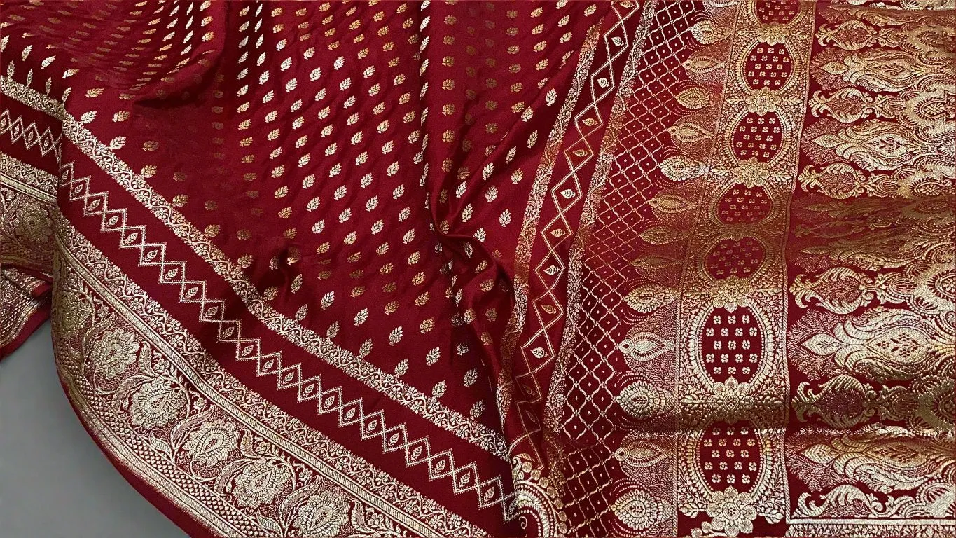 Luxurious Handloom Pure Silk Banarasi Saree in Maroon