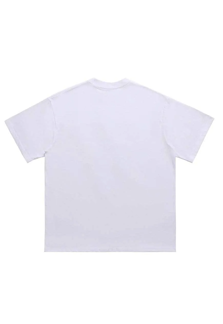 Lyrics print t-shirt grunge graffiti tee utility top white