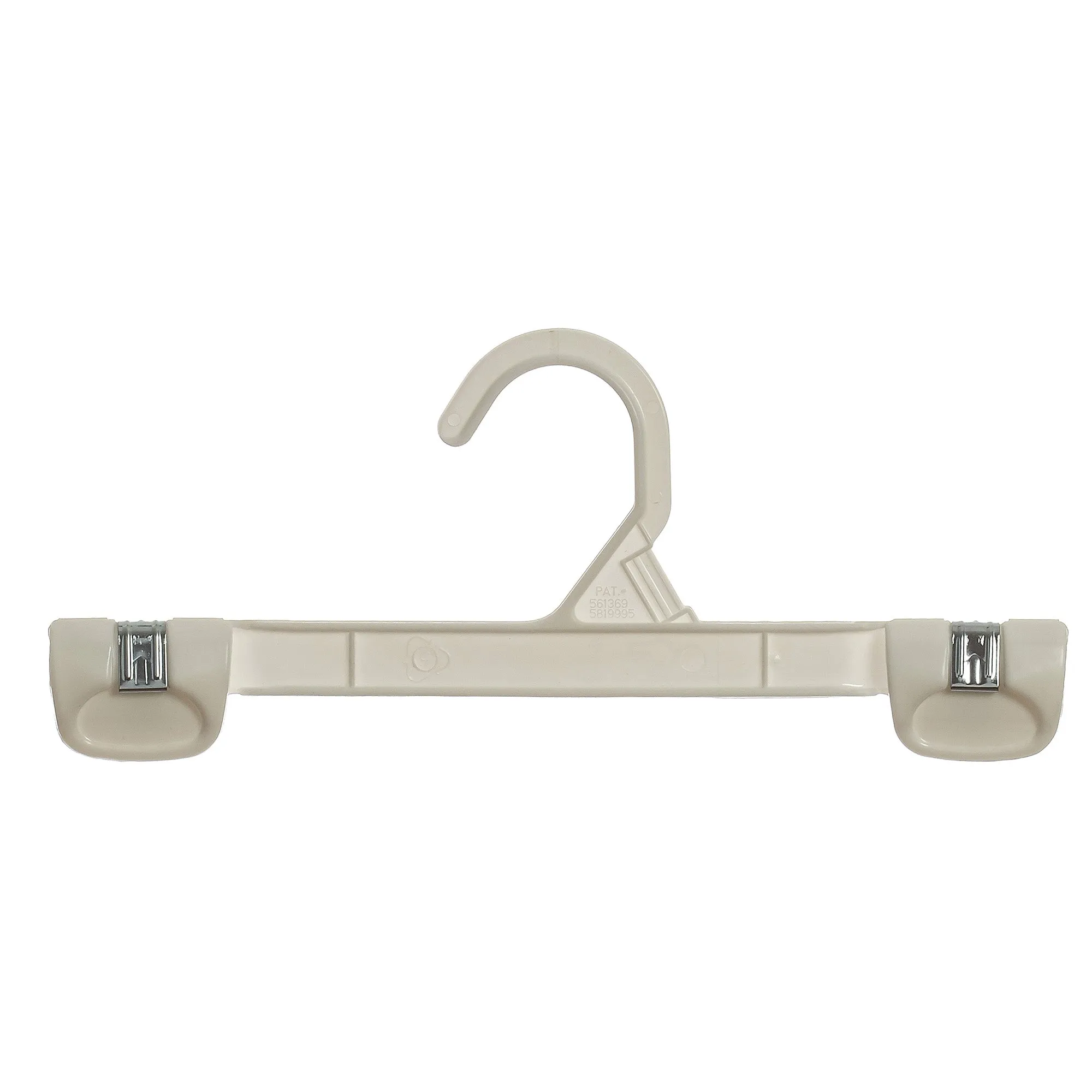 Mainetti 1001, 10" White all Plastic, Pant Skirt Slack Bottom Hangers, with sturdy plastic non-slip clips