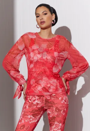 Markie Sheer T-Shirt in Coral Grandiflora