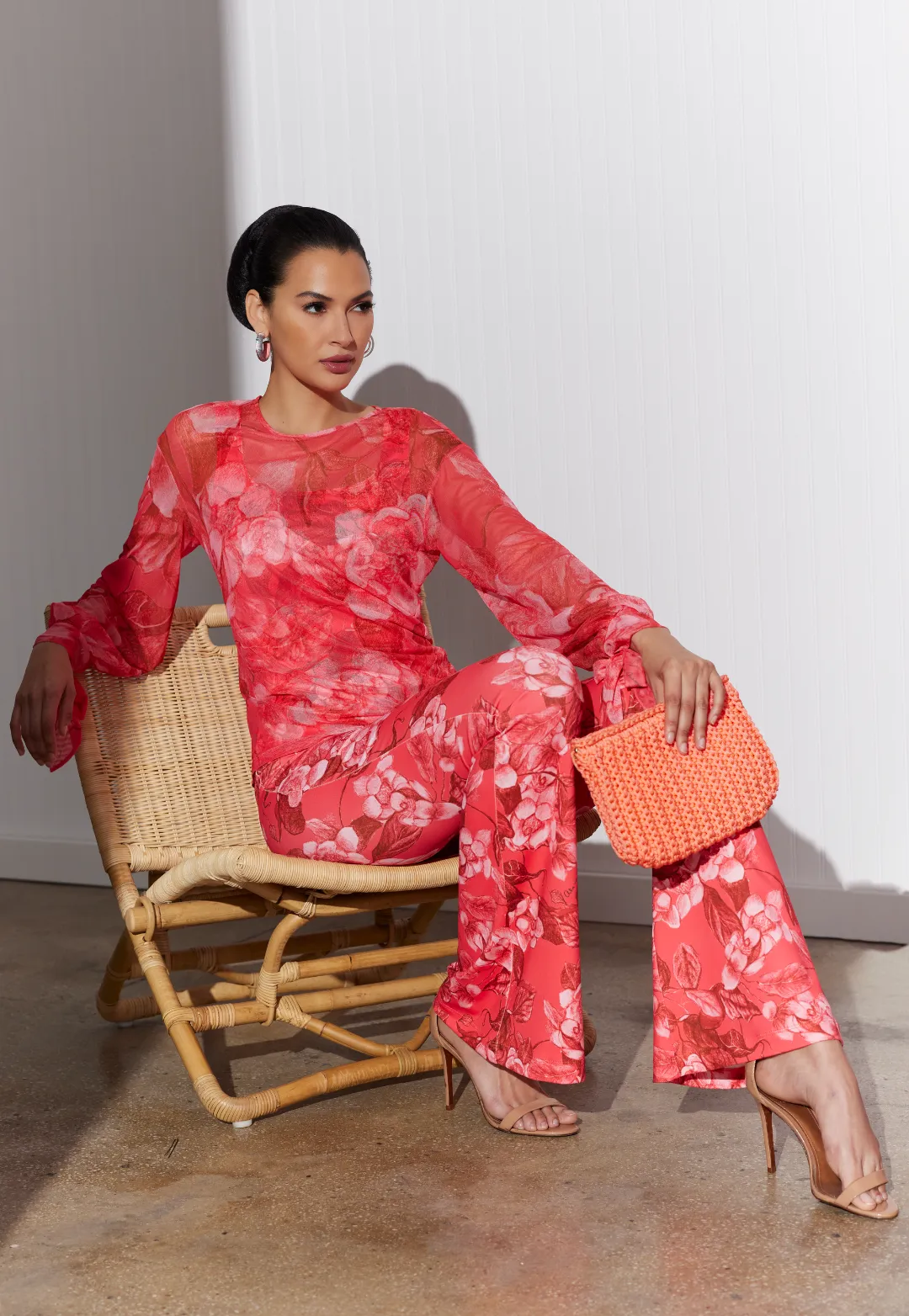 Markie Sheer T-Shirt in Coral Grandiflora