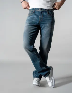 Med Blue 5 Pocket Midrise,  Comfort And Straight Fit Jeans