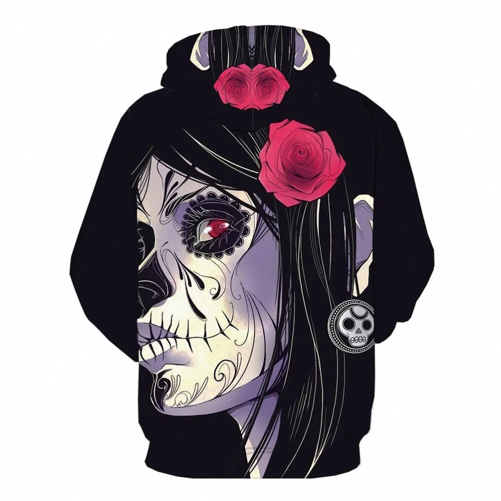 Men Anime Horror Flower  3d Print Hoodie