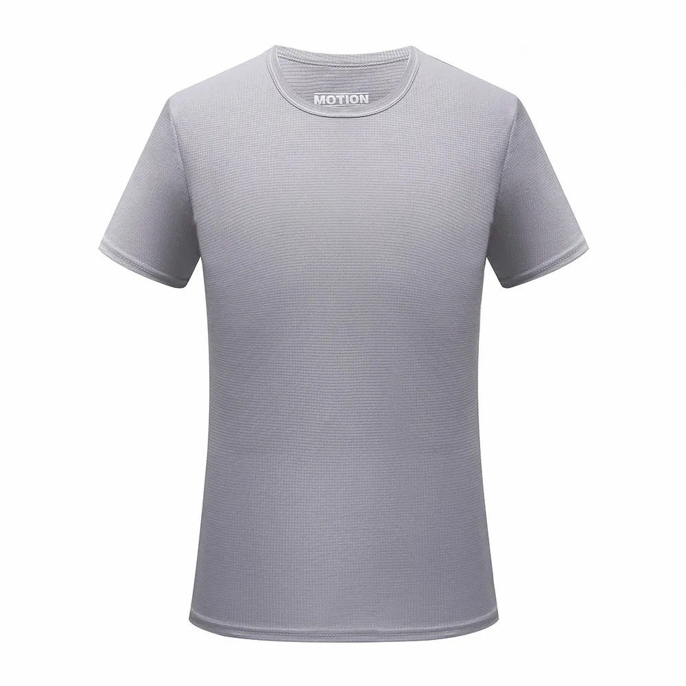 Men Quick-Drying T-Shirt Thin Grid Round-Neck Short Sleeve Outdoor Marathon Jogging Training Quick Dry Breathable Matching T-Shirt