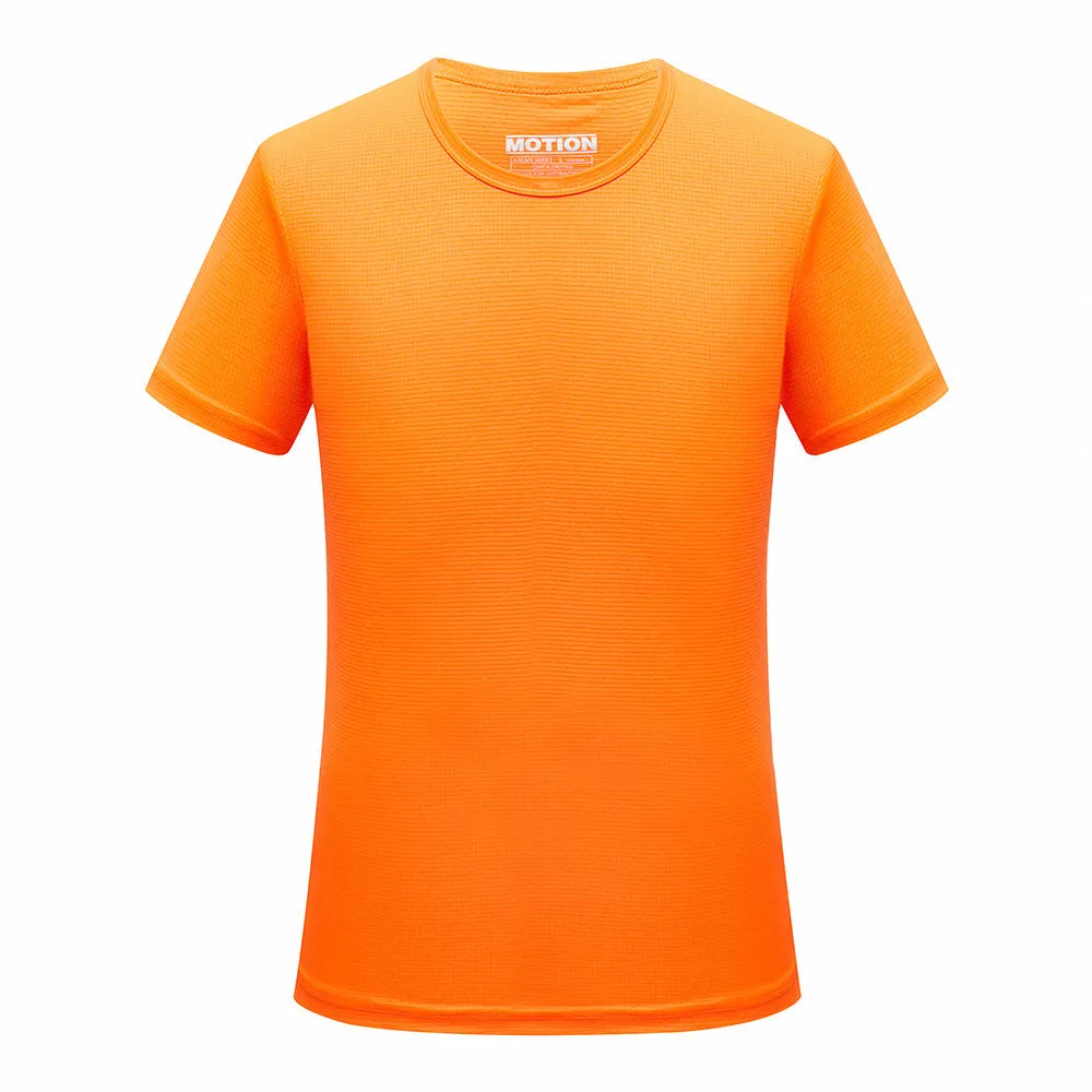 Men Quick-Drying T-Shirt Thin Grid Round-Neck Short Sleeve Outdoor Marathon Jogging Training Quick Dry Breathable Matching T-Shirt