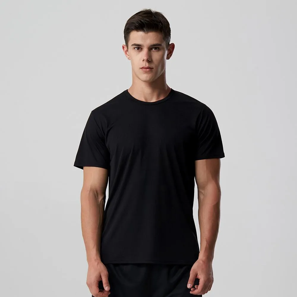 Men Quick-Drying T-Shirt Thin Grid Round-Neck Short Sleeve Outdoor Marathon Jogging Training Quick Dry Breathable Matching T-Shirt