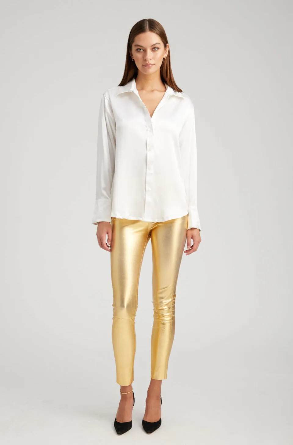Metallic Gold Leather Ankle