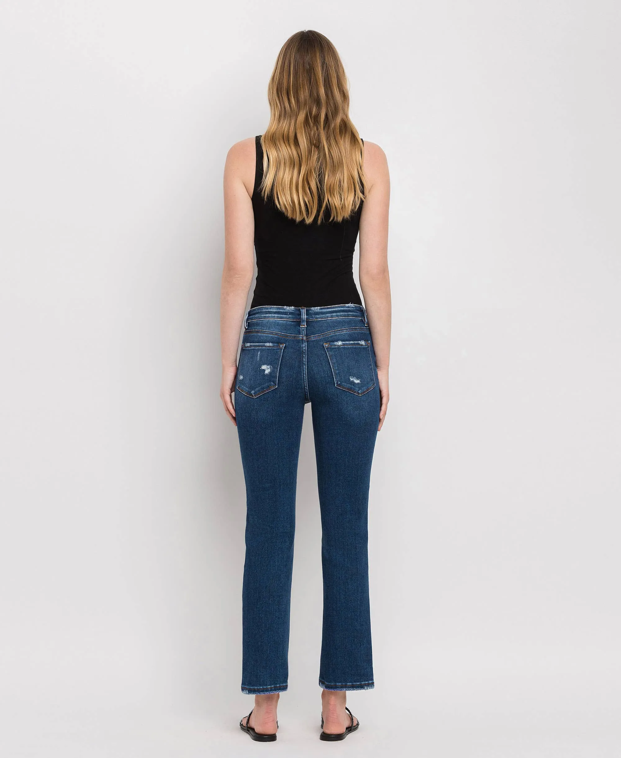 MID RISE ANKLE SLIM STRAIGHT JEANS