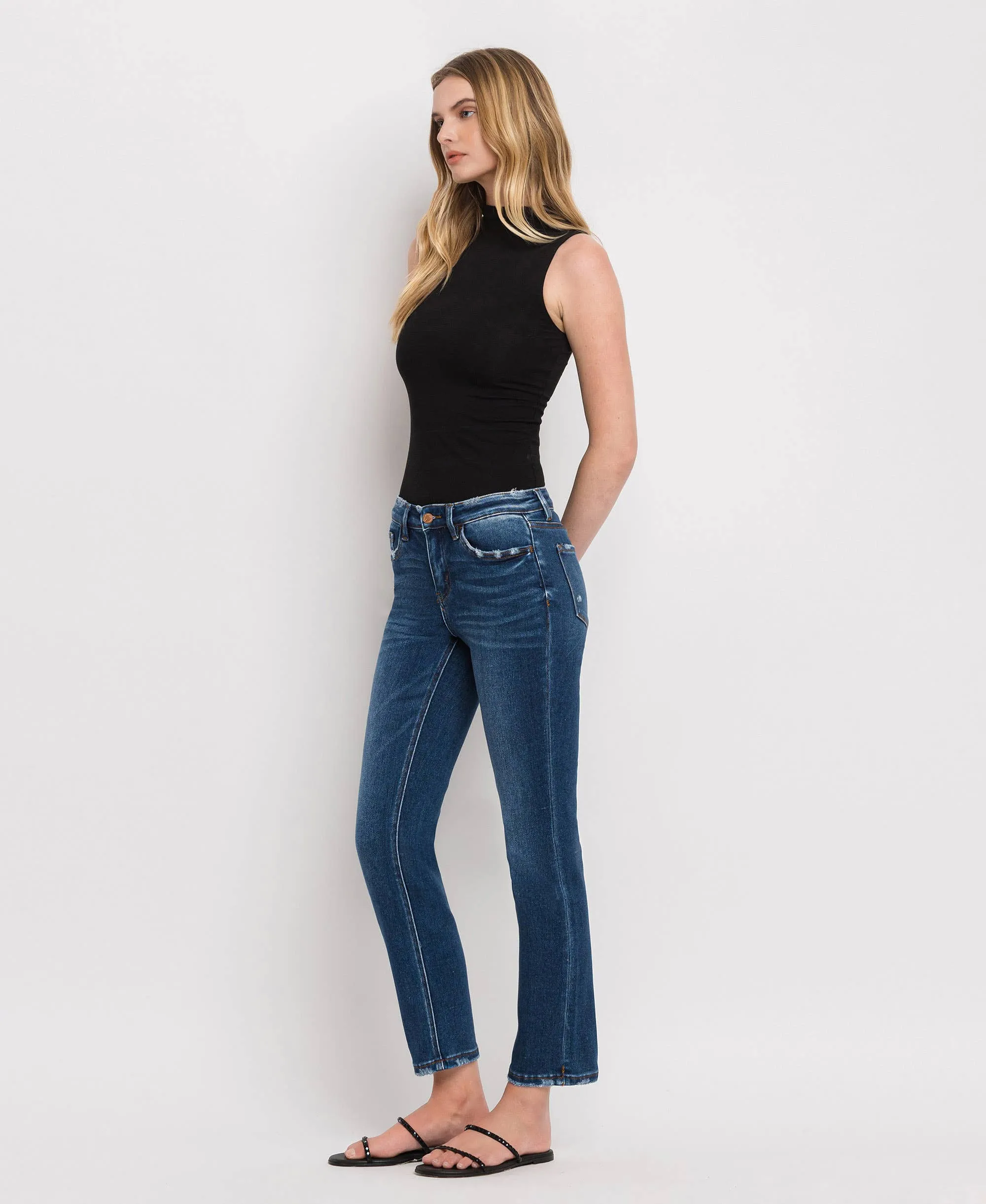 MID RISE ANKLE SLIM STRAIGHT JEANS