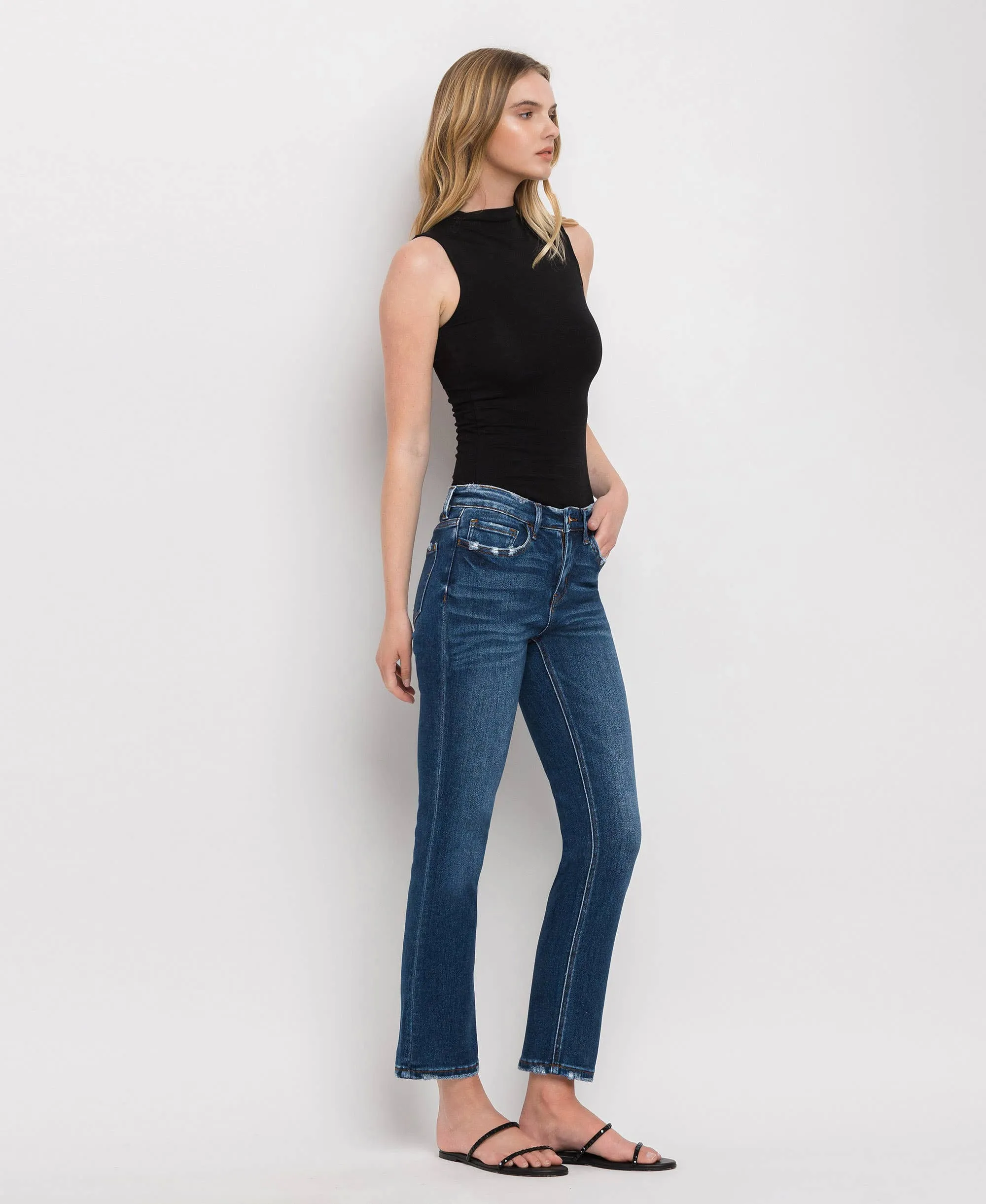 MID RISE ANKLE SLIM STRAIGHT JEANS
