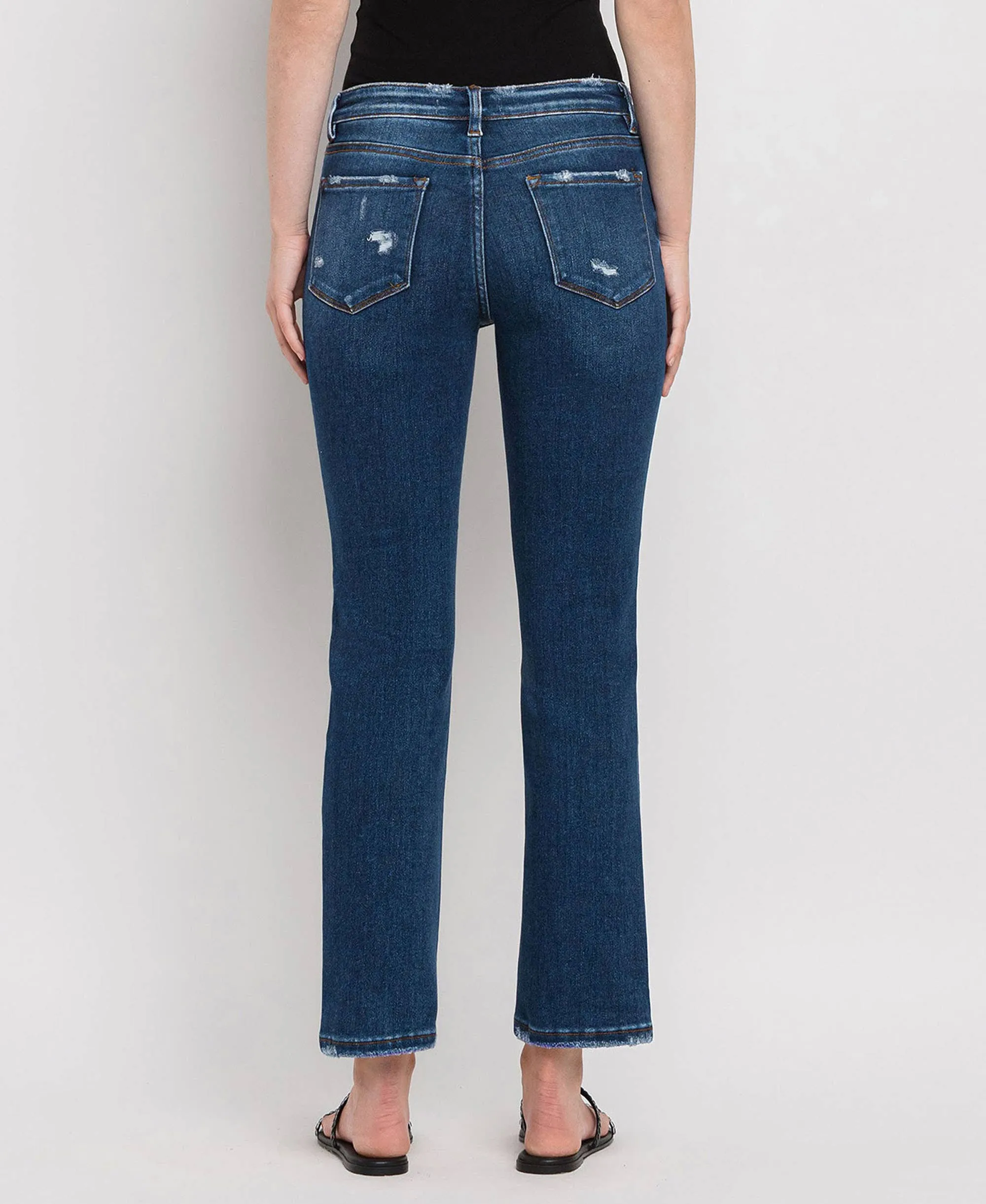 MID RISE ANKLE SLIM STRAIGHT JEANS