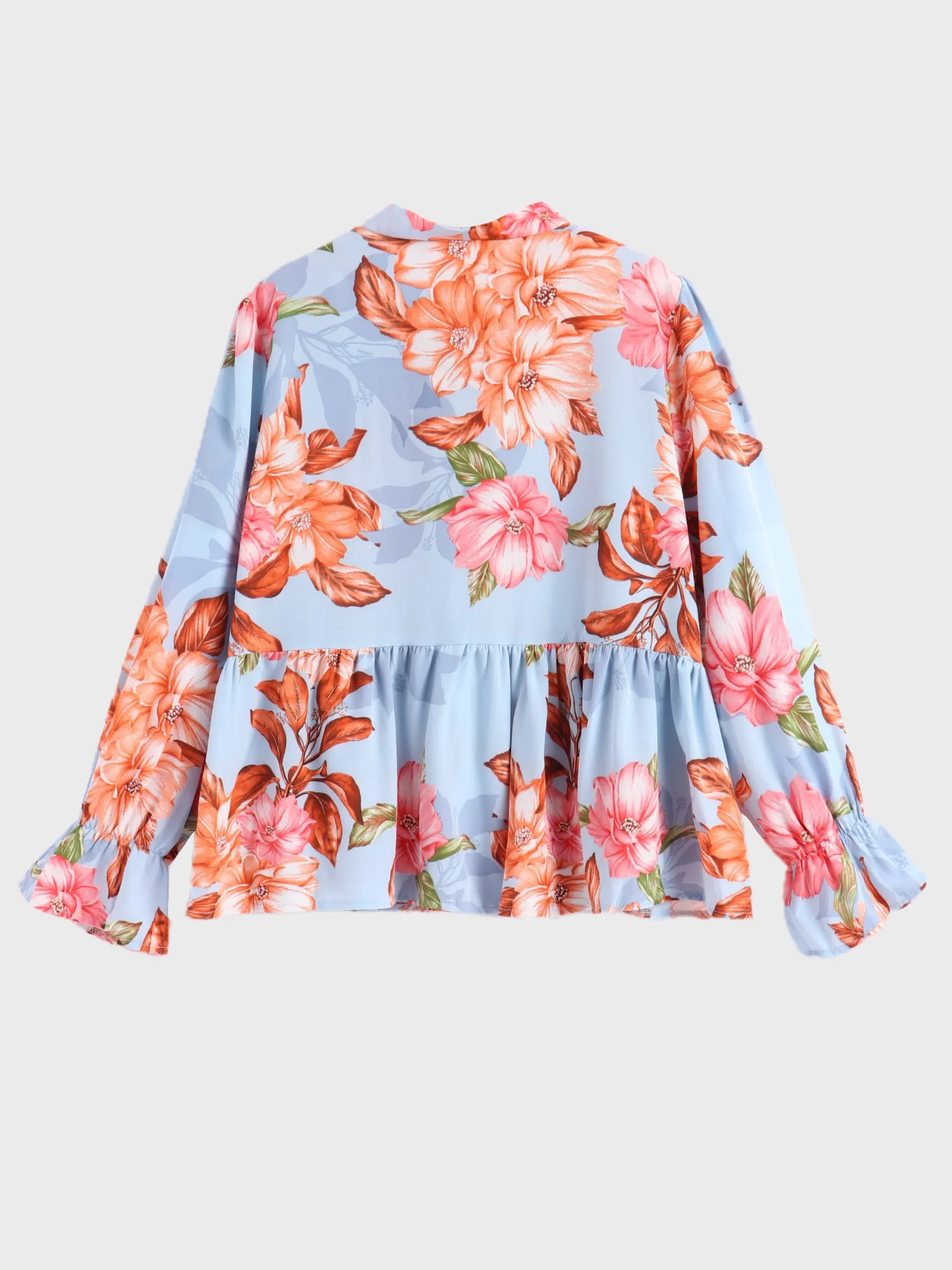 Midsize Floral Print Pussy Bow Blouse