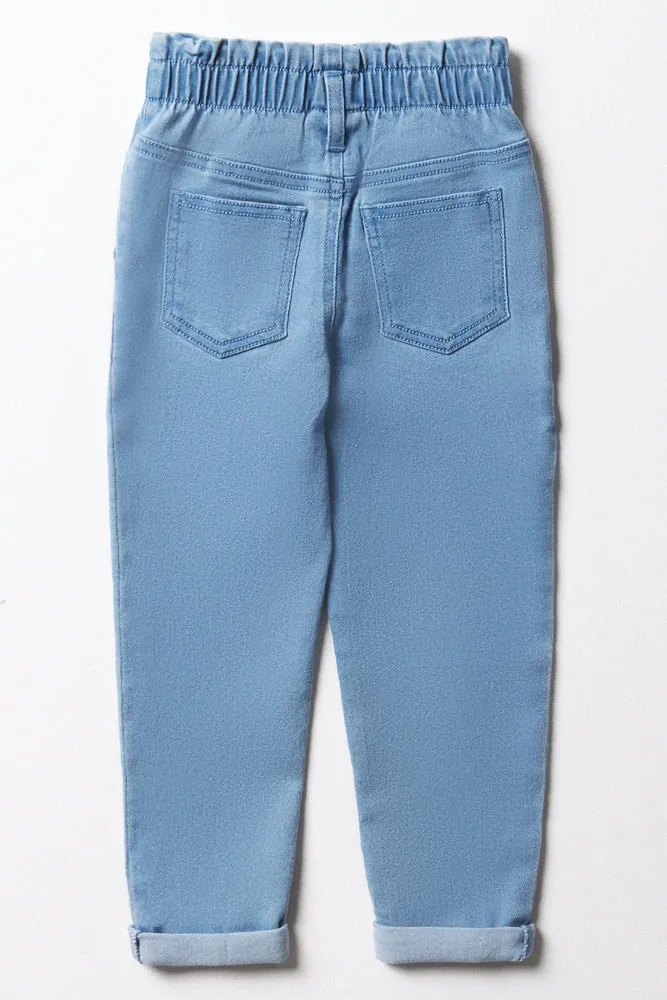 Mini Mom Paper Bag Denim Jean Light Blue