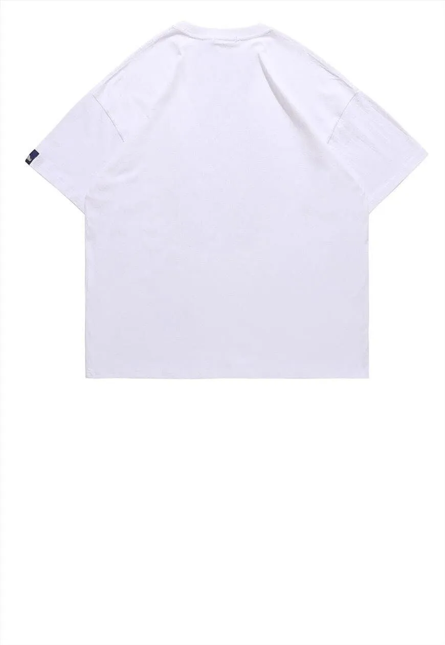 Mobile phone print t-shirt 90s graffiti tee retro top white