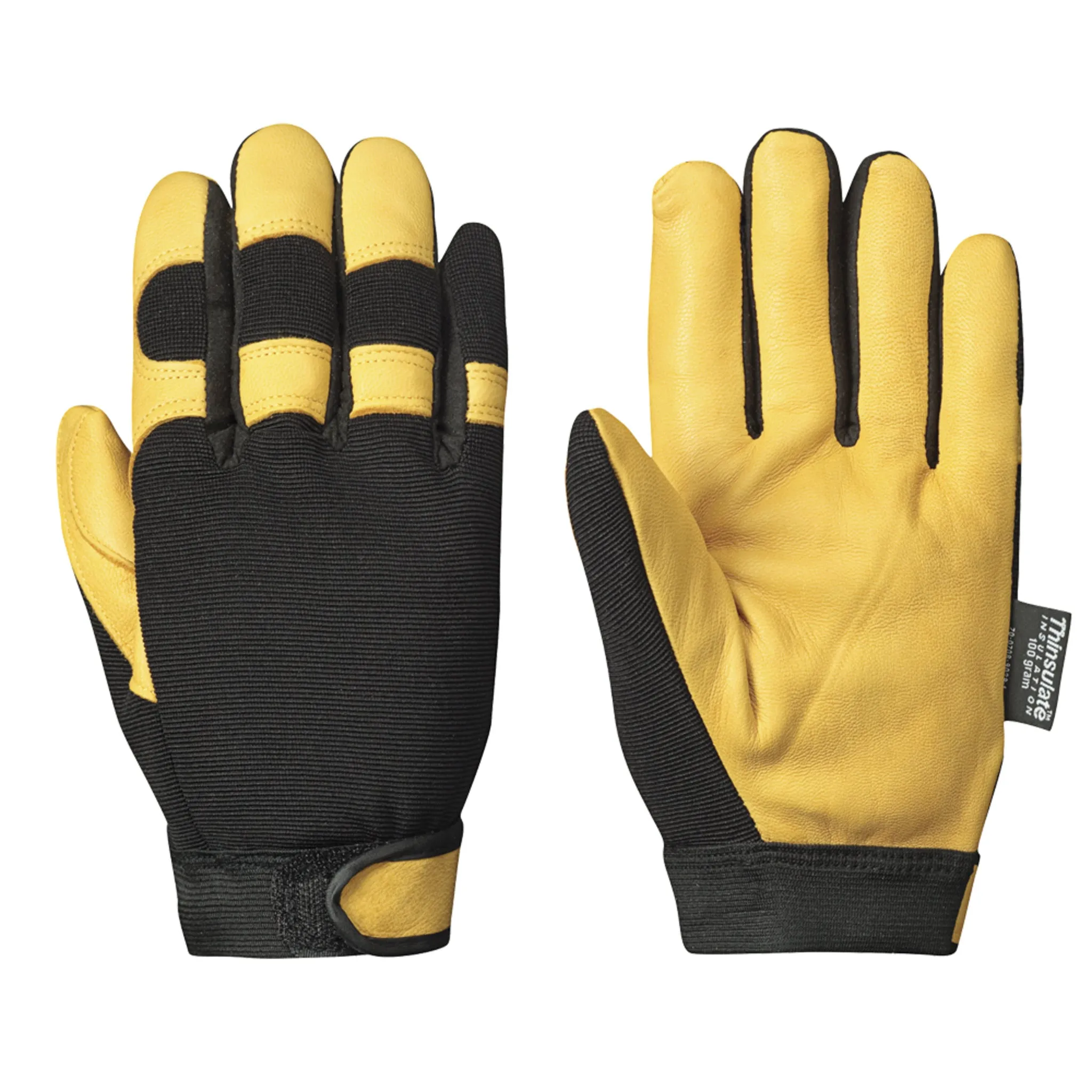 Pioneer Men's Winter Work Gloves 891 - Goat Grain Leather, Mechanic's Style, Thinsulate Lined, Velcro Cuff, Warm & Flexible | Sizes M-XL